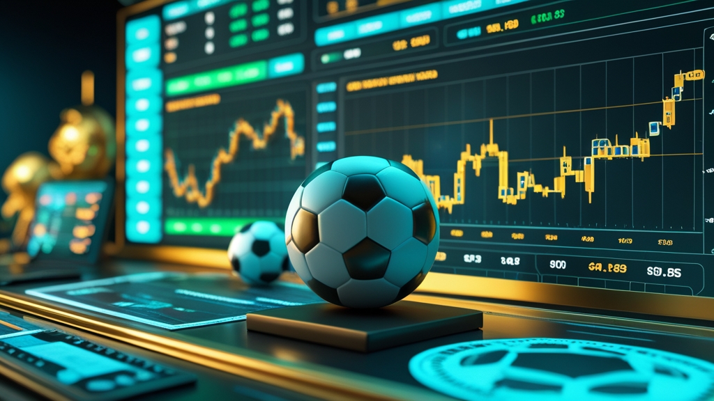 a sports analyst desk with football and charts
